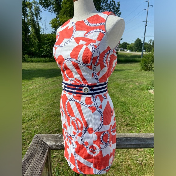 Lilly Pulitzer Dress 'Kirkland Booze Cruise Tango Orange" Size 8 Nautical Sun - Picture 4 of 8